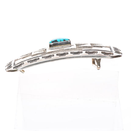1.5" Jefferson Brown Navajo Heavy sterling silver turquoise belt buckle