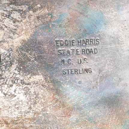 1.75" hand engraved sterling silver custom Sue Monogram Eddie Harris belt buckle