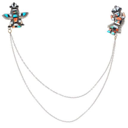 c1940-50's Zuni sterling silver rainbow man/Knifewing inlay pins/brooch