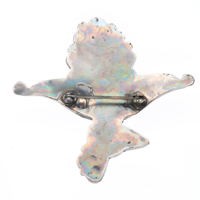 c1940-50's Zuni sterling silver Leekya inlay turquoise thunderbird pin/brooch