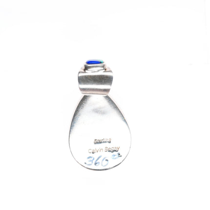 Calvin Begay Navajo sterling silver intarsia inlay multi-stone pendant