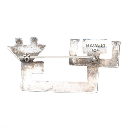 c1950's Navajo Arts and Crafts Guild sterling silver cast Yei pin/brooch