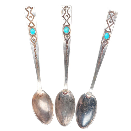 UITA-6 United Indian Traders Assn Navajo sterling silver turquoise spoons (3)