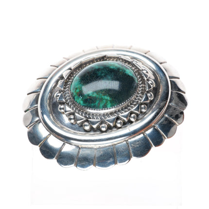 1.5" vintage Orville Tsinnie Navajo sterling silver chrysocolla belt buckle