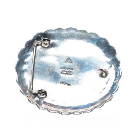 1.5" vintage Orville Tsinnie Navajo sterling silver chrysocolla belt buckle