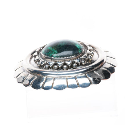 1.5" vintage Orville Tsinnie Navajo sterling silver chrysocolla belt buckle