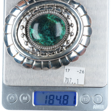 1.5" vintage Orville Tsinnie Navajo sterling silver chrysocolla belt buckle