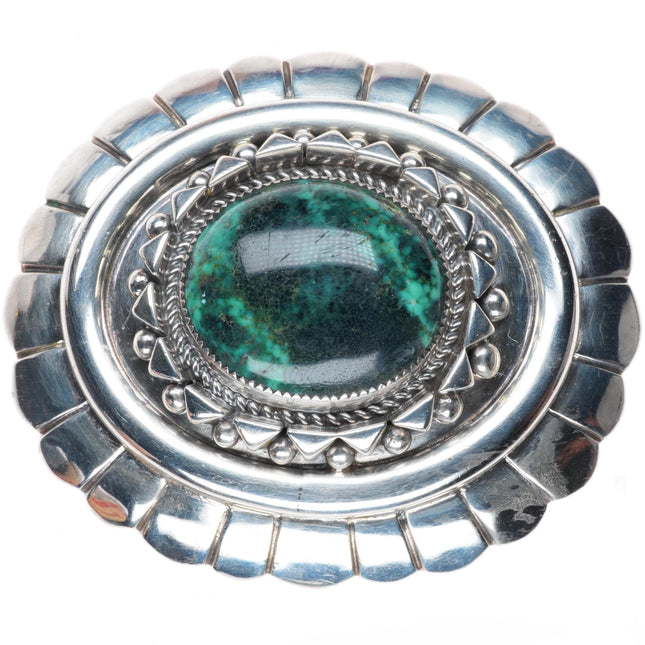 1.5" vintage Orville Tsinnie Navajo sterling silver chrysocolla belt buckle
