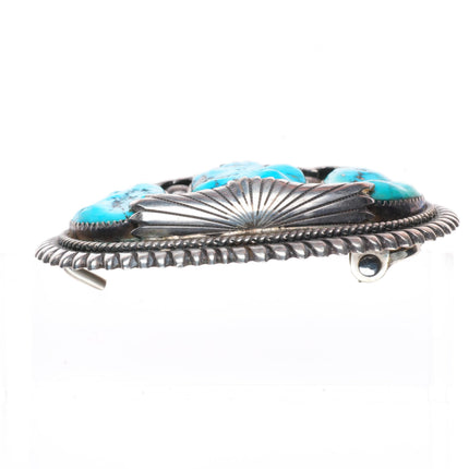 1.25" Robert & Bernice Leekya Zuni sterling silver turquoise 3 stone belt buckle