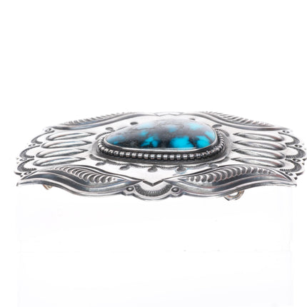 1.25" Harry Morgan Navajo sterling silver high grade turquoise belt buckle