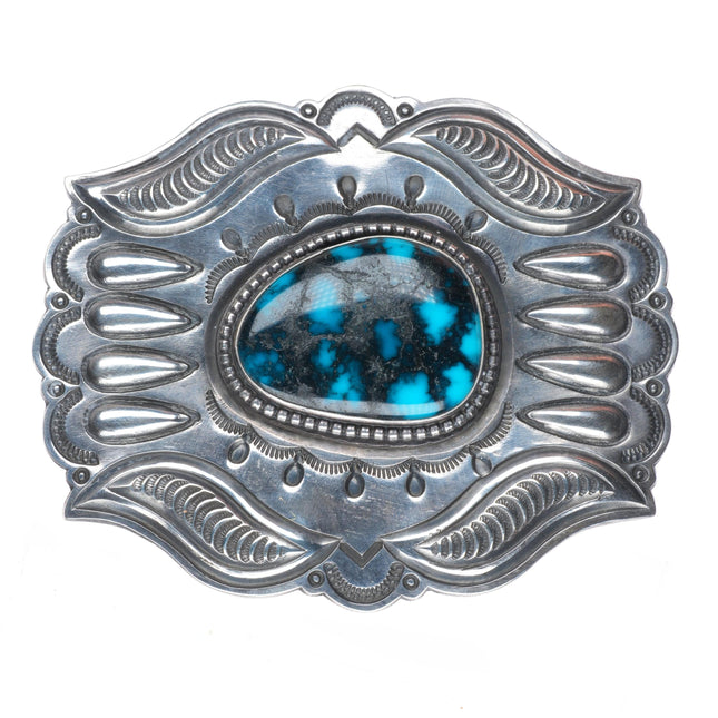 1.25" Harry Morgan Navajo sterling silver high grade turquoise belt buckle