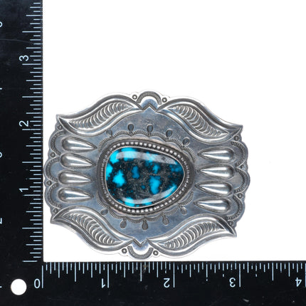 1.25" Harry Morgan Navajo sterling silver high grade turquoise belt buckle