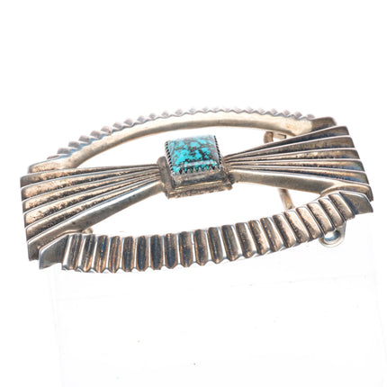 1.5" vintage F.L. Begay Navajo sterling silver high grade turquoise belt buckle