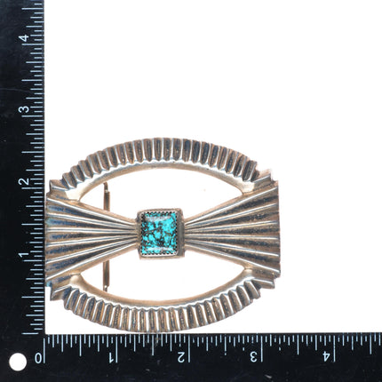 1.5" vintage F.L. Begay Navajo sterling silver high grade turquoise belt buckle