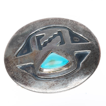 1950's Navajo overlay pin-brooch with turquoise sterling silver