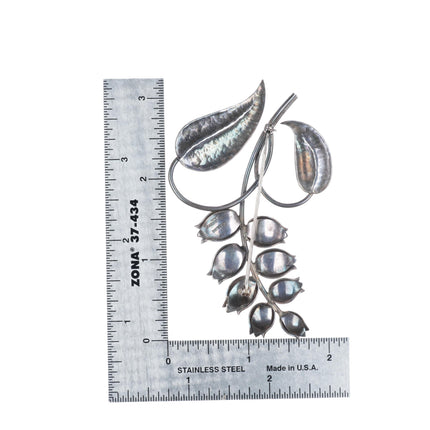 1940's Georg Jensen USA sterling silver Lily of the Valley brooch/pin/earrings
