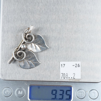 Alphonse La Paglia - Georg Jensen sterling silver art deco leaf pin/brooch 109