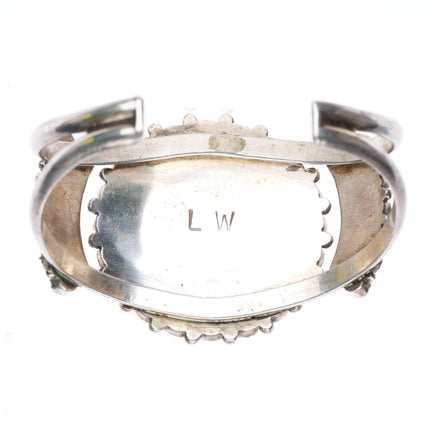 6.4" Lorraine Waatsa Zuni sterling silver turquoise cluster cuff bracelet