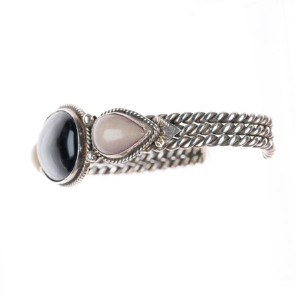 6.5" Patrick Smith Navajo sterling silver Onyx cuff bracelet