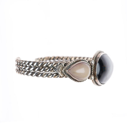 6.5" Patrick Smith Navajo sterling silver Onyx cuff bracelet