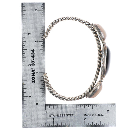 6.5" Patrick Smith Navajo sterling silver Onyx cuff bracelet