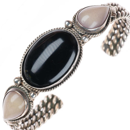 6.5" Patrick Smith Navajo sterling silver Onyx cuff bracelet