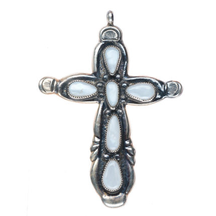 Philip Iule Zuni sterling silver mother of pearl shell cross pendant