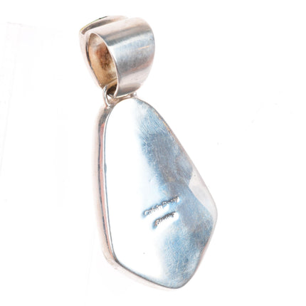 Calvin Begay Navajo sterling silver Opalite intarsia inlay pendant