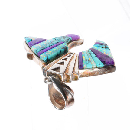 David Rosales Supersmith sterling silver sugilite/opal/turquoise bear pendant