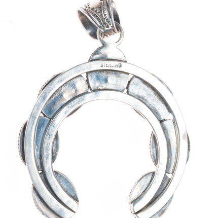 Vintage Navajo sterling silver onyx Naja form pendant
