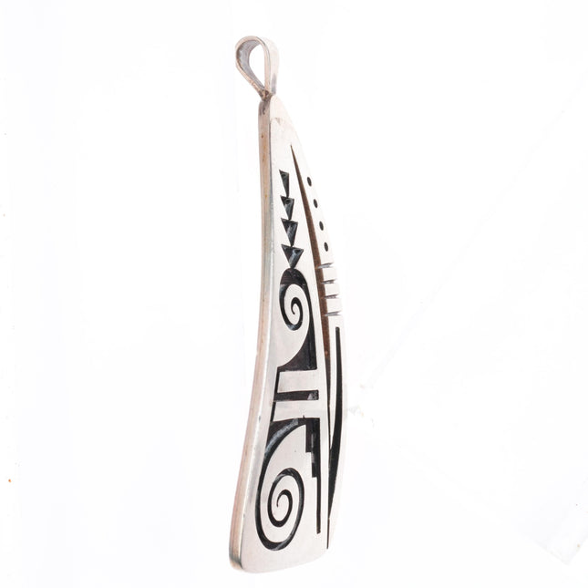 Duane Tawahongva Hopi overlay pendant with open center sterling silver