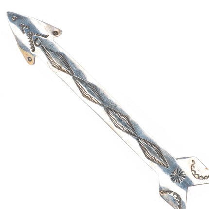 Big Navajo Three Smokes Trading vintage stamped sterling silver arrow pin/brooch