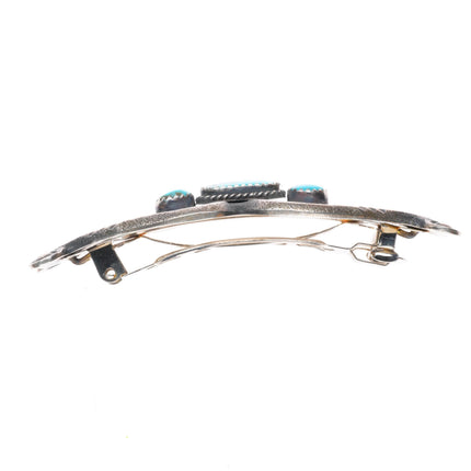 Mary Cayatineto Navajo sterling silver turquoise hair barrette clip