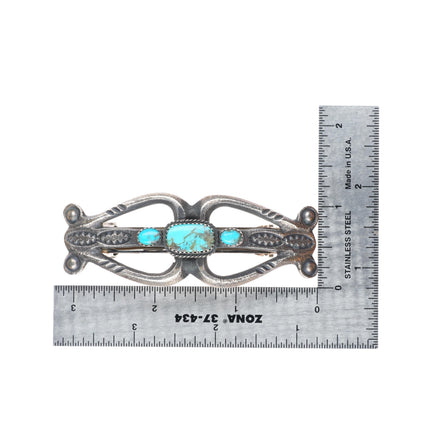 Mary Cayatineto Navajo sterling silver turquoise hair barrette clip