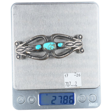 Mary Cayatineto Navajo sterling silver turquoise hair barrette clip