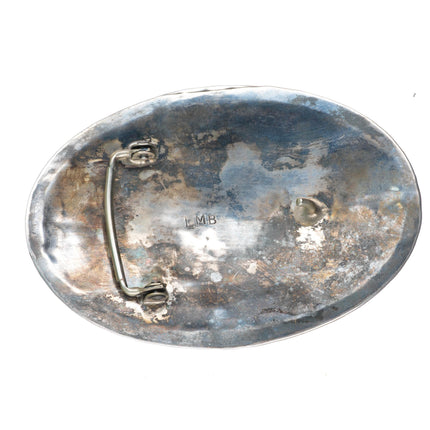 1.5" Big Larry Moses Begay Navajo sterling silver - turquoise-coral belt buckle