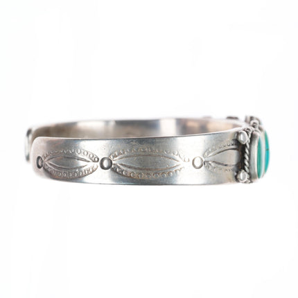 6.75" Antique 1920's-30's Navajo ingot silver turquoise row cuff bracelet