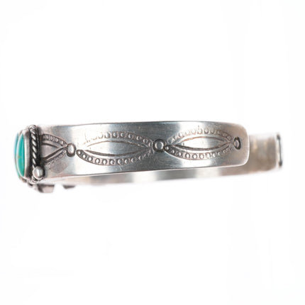 6.75" Antique 1920's-30's Navajo ingot silver turquoise row cuff bracelet