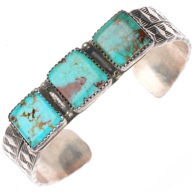 6.25" Helen Harrison Navajo sterling silver cuff bracelet - high grade turquoise