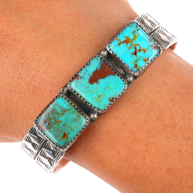 6.25" Helen Harrison Navajo sterling silver cuff bracelet - high grade turquoise