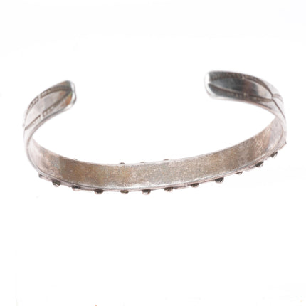 6.4" c1930's Navajo square cut turquoise sterling silver row cuff bracelet