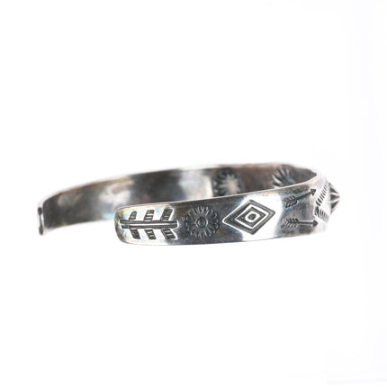 6.7" 1930's Navajo hand stamped sterling silver Fred Harvey cuff bracelet