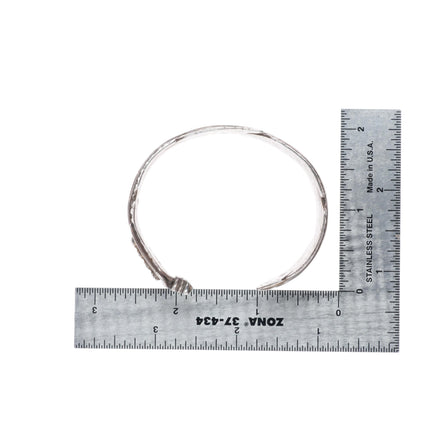 6.25" vintage Native American sterling silver stamped feather cuff bracelet