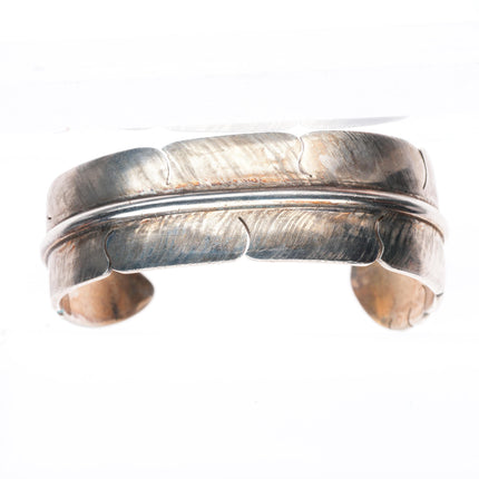 5.5" Michael Kirk Isleta/Navajo sterling silver feather cuff bracelet