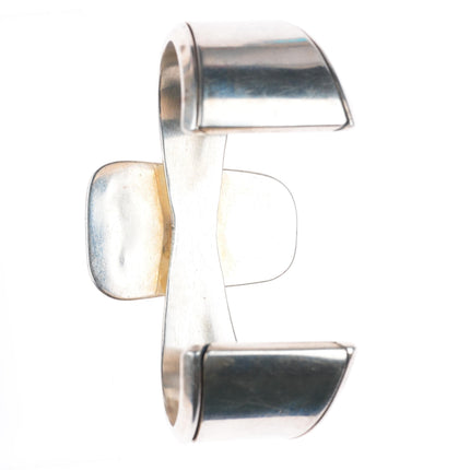 6.4" vintage Southwestern modernist sterling silver denim lapis cuff bracelet