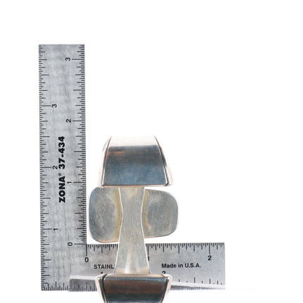 6.4" vintage Southwestern modernist sterling silver denim lapis cuff bracelet