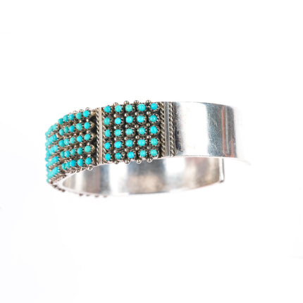 6.2" Stephen Haloo Zuni sterling silver snake eye turquoise cuff bracelet