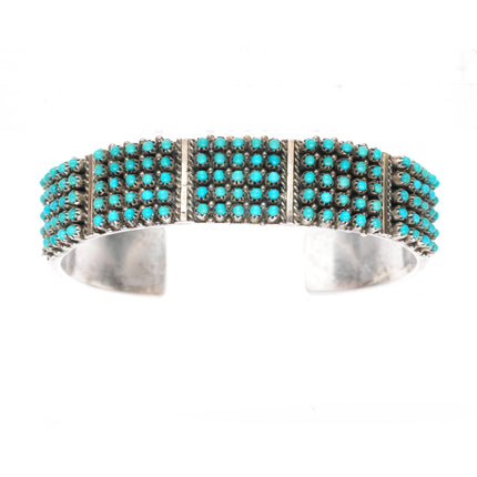 6.2" Stephen Haloo Zuni sterling silver snake eye turquoise cuff bracelet