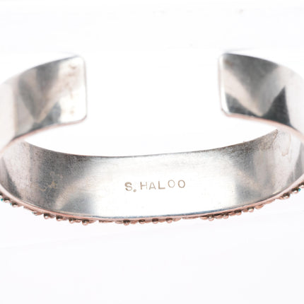 6.2" Stephen Haloo Zuni sterling silver snake eye turquoise cuff bracelet