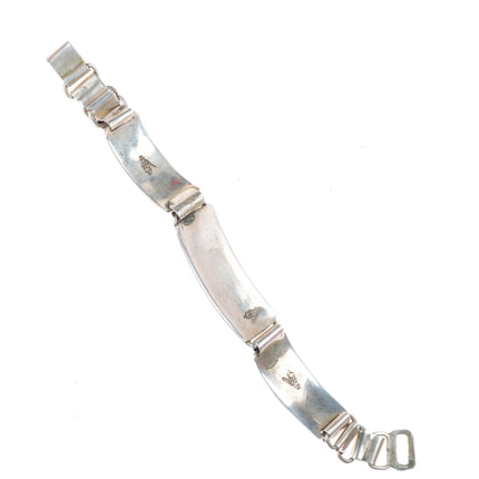 7" Allen Pooyouma Hopi overlay link bracelet with turquoise sterling silver